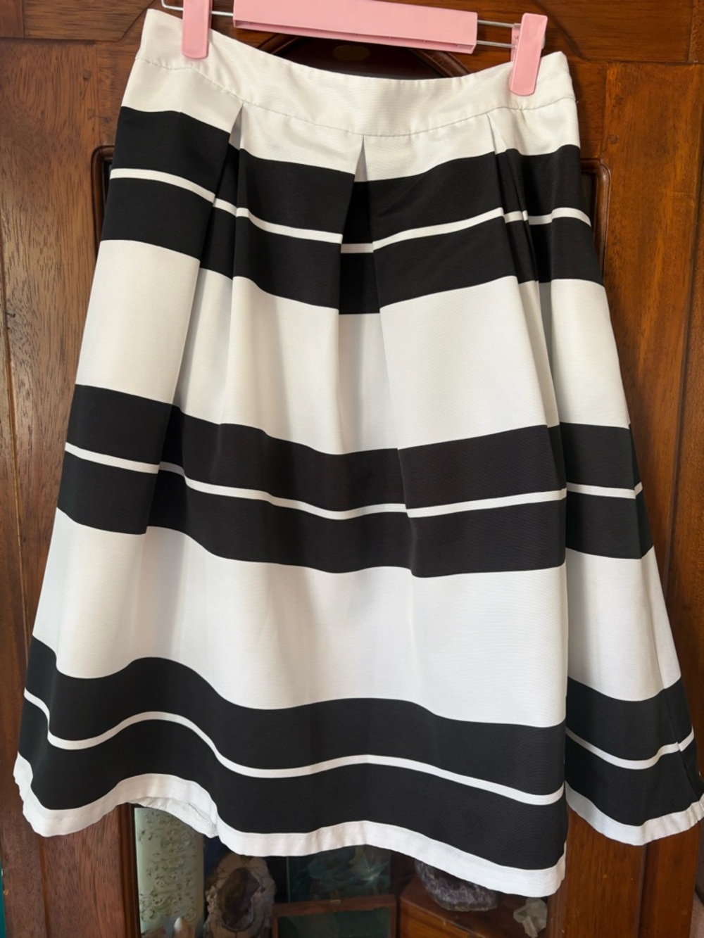 Express Black & White Bold Stripe Skirt